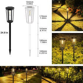 Solar Powered Yard Lights 2700K Warm White LED Solar Garden Lights IP65 Solar Lights Outdoor Waterproof for Yard Patio Landscape Walkway Path